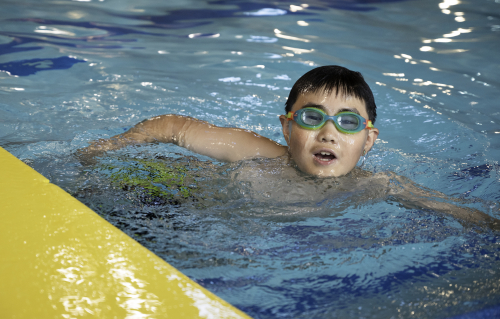 Adventurer in swimming