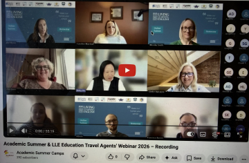 Academic Summer Team speaking to international agents on on webinar